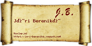 Jóri Bereniké névjegykártya